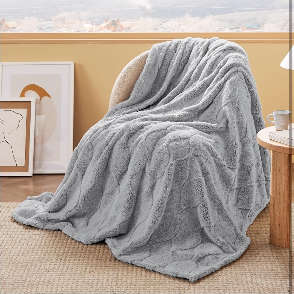 Fleece grey throw blanket
